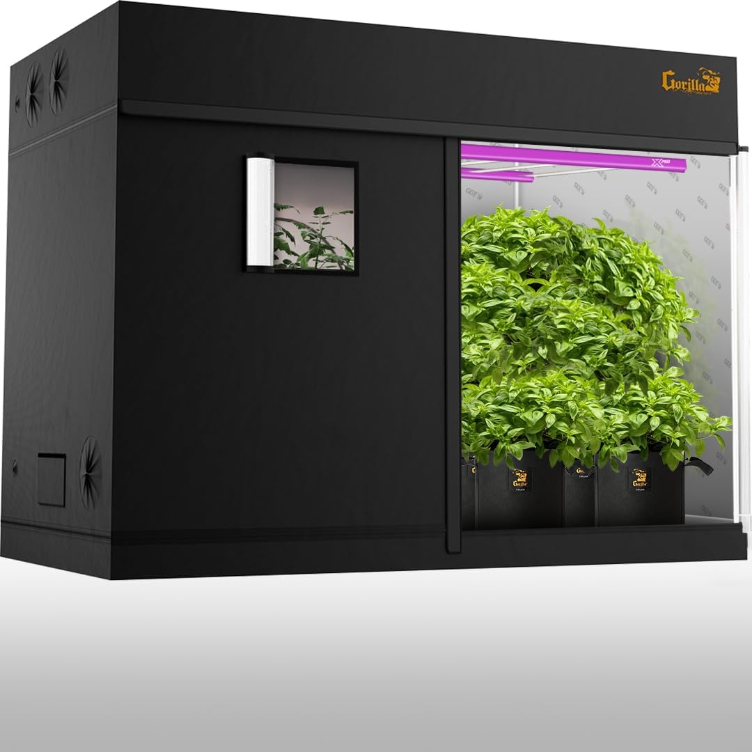 Gorilla Grow Tent Pro 4' x 8' x 6'11 to 7'11 w/Included Extension Kit - Tallest Premium Indoor Grow Tent, Thickest & Most Durable Gorilla Canvas, Strongest w/ 300lb Hang Capacity, Hydroponic Grow Box