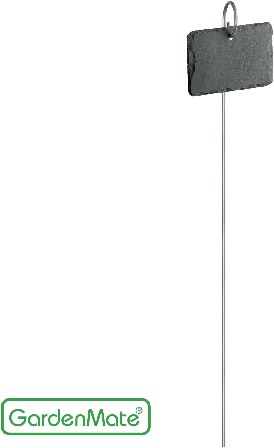 GardenMate 10-Pack Natural Style Slate Plant Labels (4"x 2 3/4") Hanging from a Stainless Steel Metal Rod (22")