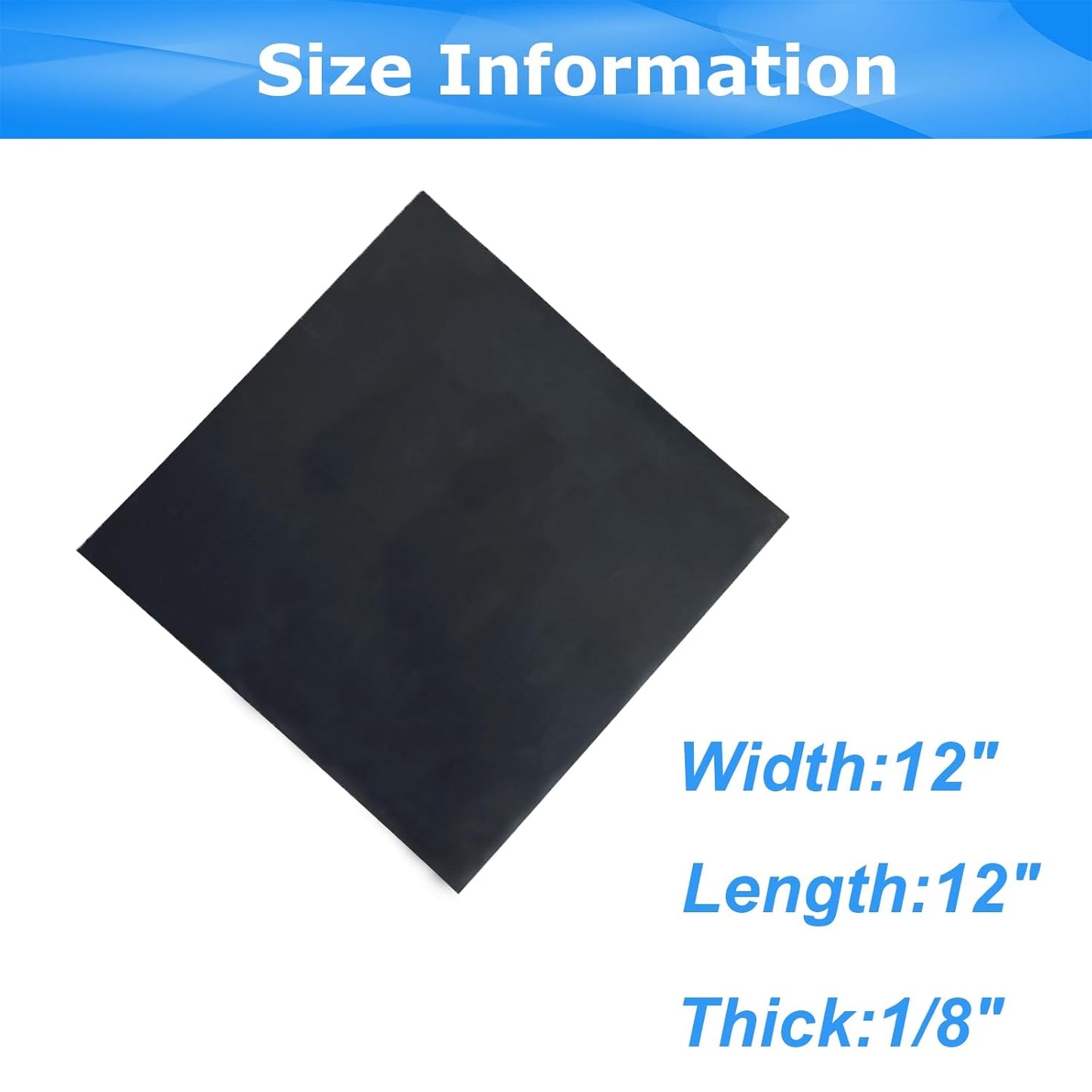 Solid Rubber Sheets,Rolls & Strips 1/8 (.125)" Thick X 12" Wide X 12" Long, Solid Rubber Strips for DIY Gaskets Crafts Pads Sealing Abrasion Supports Flooring Protection Warehouse