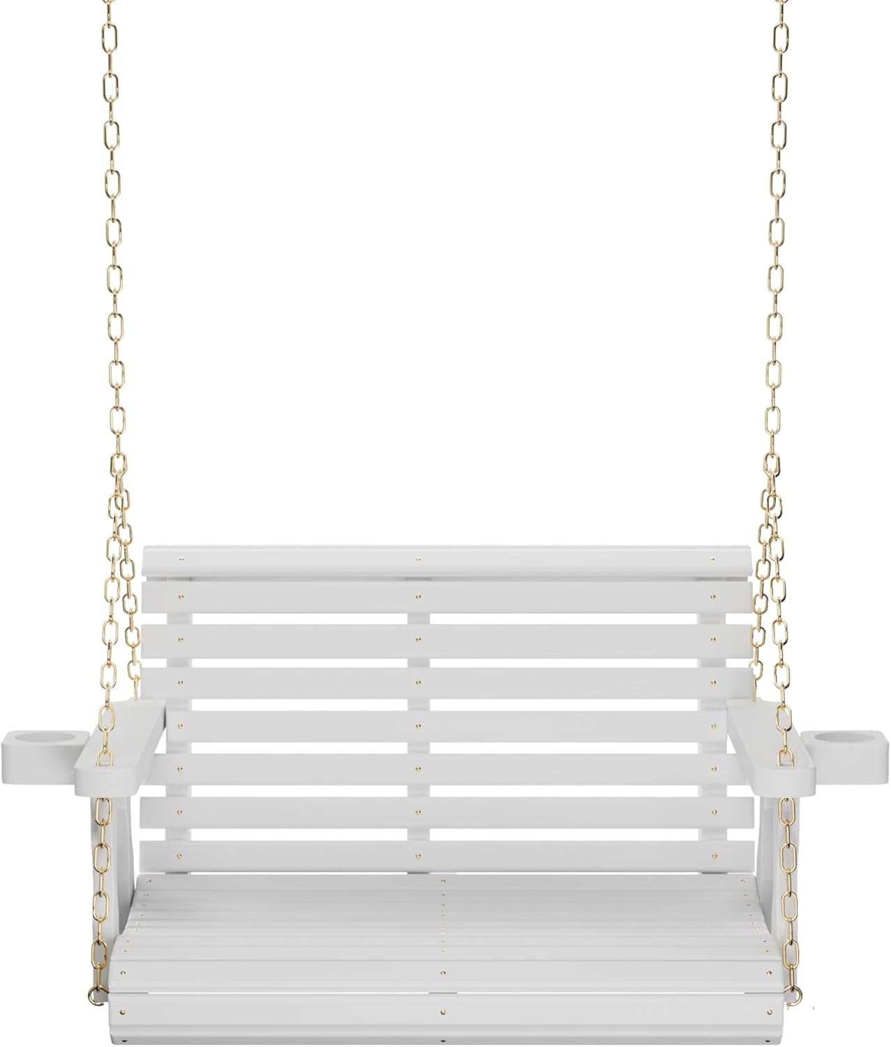 Amish Casual 3 Foot Roll Back Porch Swing with Cup Holders in Semi-Solid White Stain - Amish Made in The USA from Treated Pine Heavy Duty 700 Lb. Weight Capacity