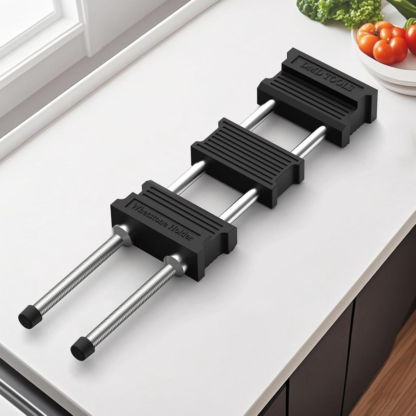 DMD Adjustable Whetstone Holder | Stainless Steel Sharpening Stone Base with Non-Slip Rubber | Secure Knife Sharpening for Kitchen, Workshop & Outdoor Use