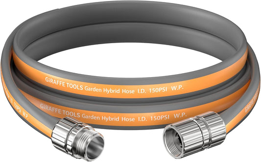 Giraffe Tools Garden Hose 5FT, 5/8" Lightweight Lay Flat Water Hose, Custom Length, Flexible, Leakproof Hybrid Hose Pipe with Male to Female Fitting