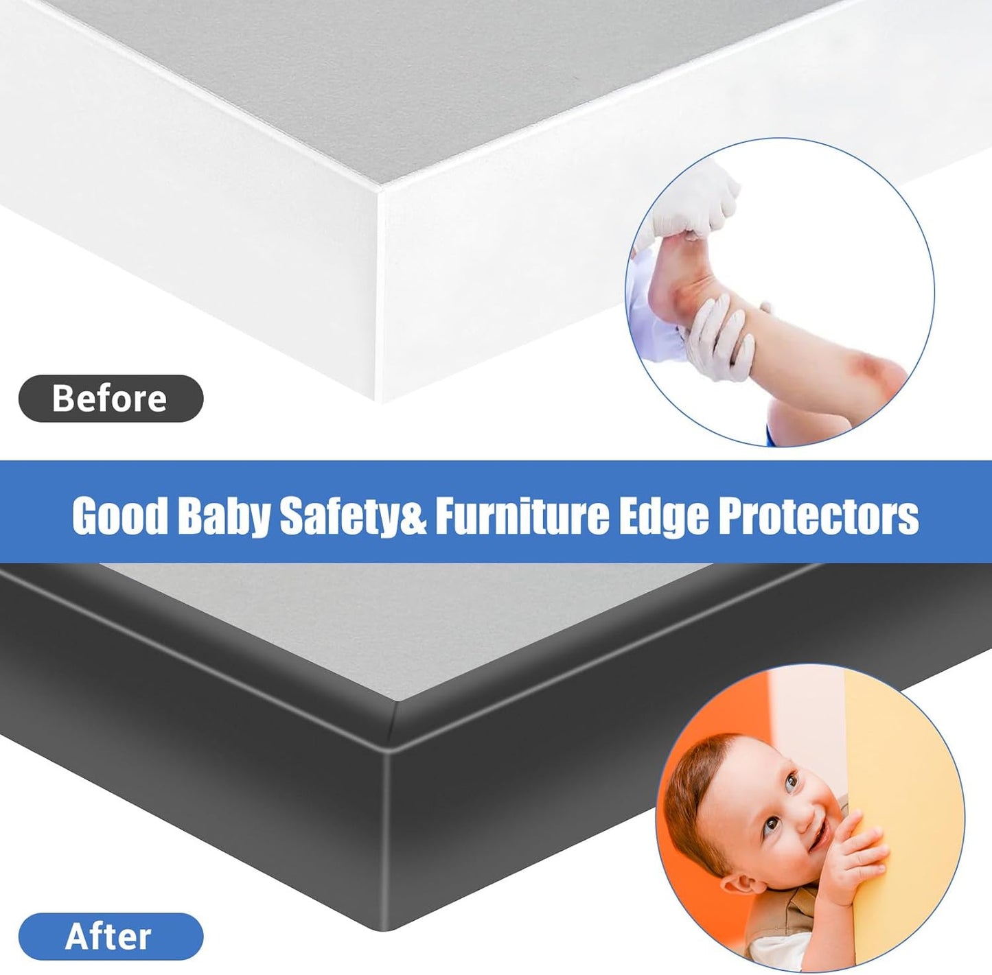 Rubber Edge Trim, Self-Adhesive U Shaped Edge Protector for Plywood, Cabinet, 1-7/8" Wood Edge Banding, Flexible Furniture Repair, EPDM Material, Fit 1-7/8"(48mm), Length 10Ft, Black