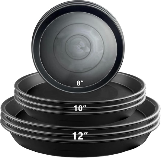 9 Pack Plant Saucer Set, 3pcs 8 inch 3pcs 10 inch 3pcs 12 inch Heavy Duty PP Plastic Pot Trays, Durable Water Catcher Plates & Drip Trays for Indoor Outdoor Gardening