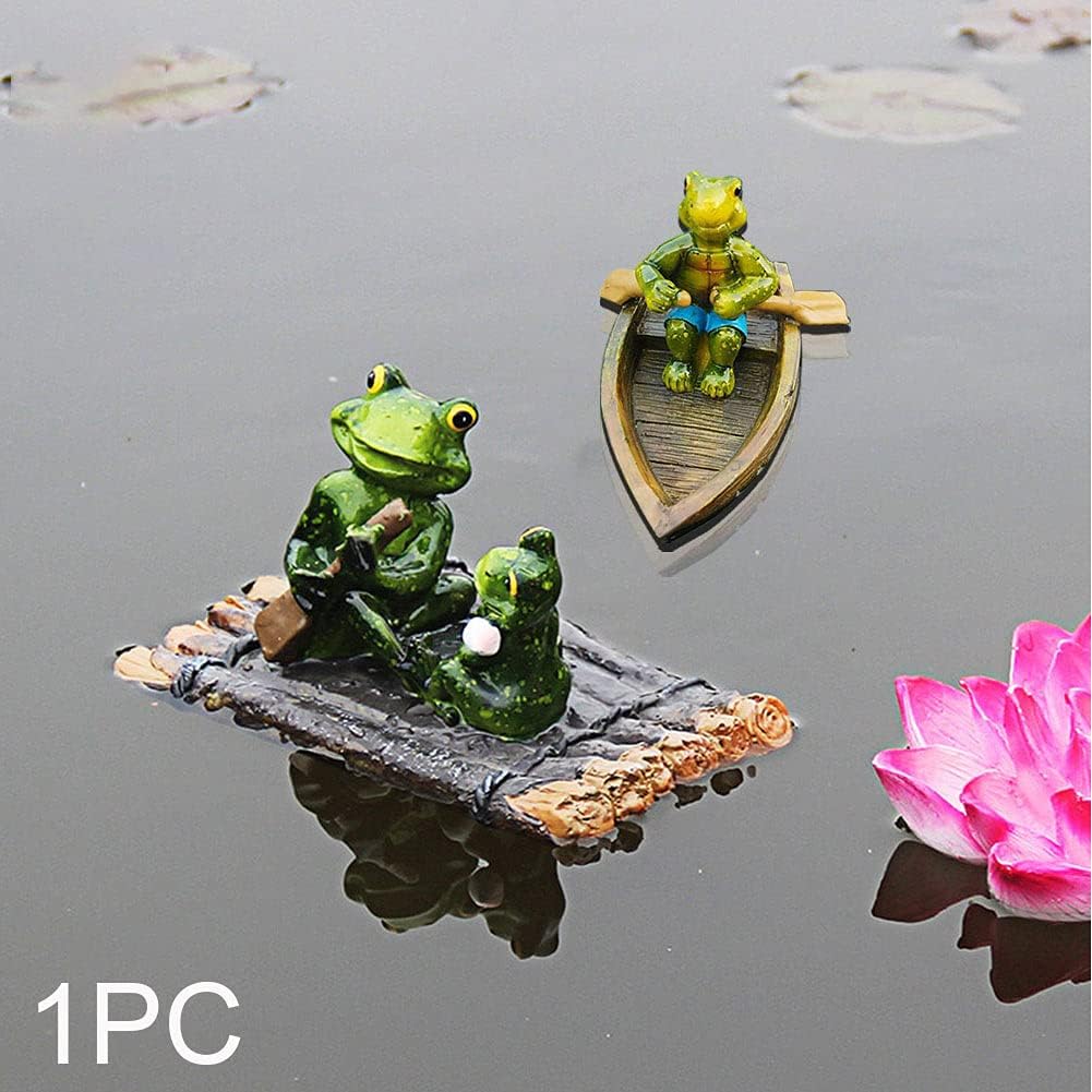 Saycker Water Floating with Frog Ornament Figurine Statue Craft for Home Yard Garden Pond Decoration Photo Prop Gift Rowing(Frog Shape)