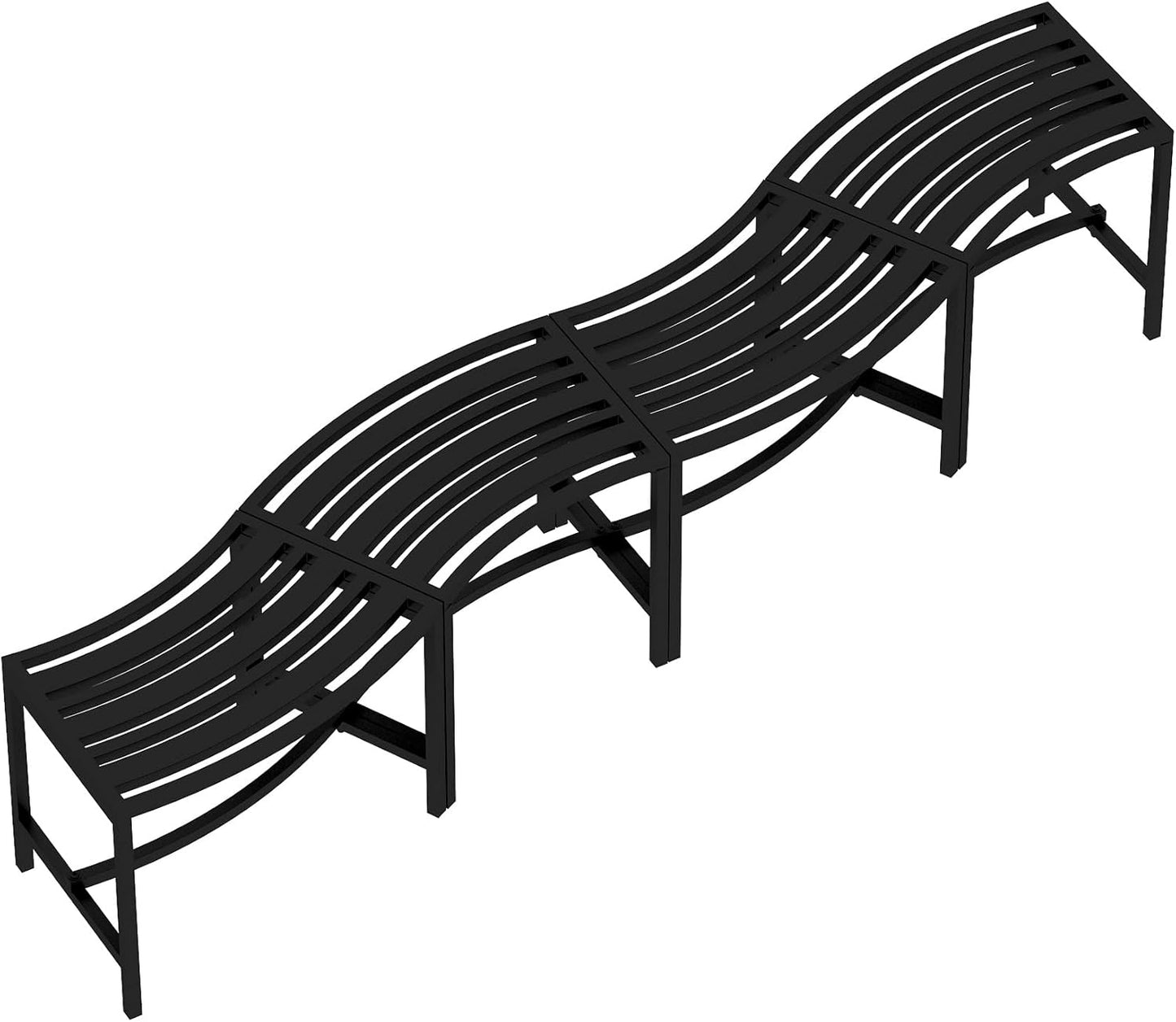 Metal Curved Fire Pit Bench Set of 4, Outdoor Fire Pit Seating, Steel Backless Outside Fire Pit Bench for Garden, Patio, Porch, Backyard, Plant Stand, Heavy Duty Plant Holder, Style 3, Black