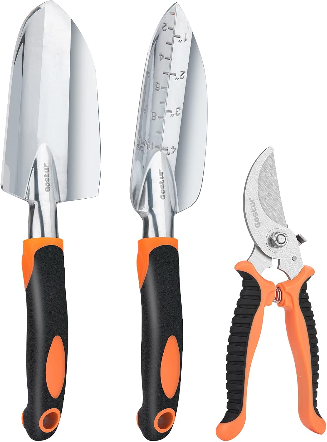 Garden Tool Set, 3PCS Sturdy Gardening Hand Tools Kit - Trowel/Shovel, Transplanter, Sharp Bypass Pruning Shears/Scissors/Clippers - Comfortable Handle - Ideal Gifts for Men & Women