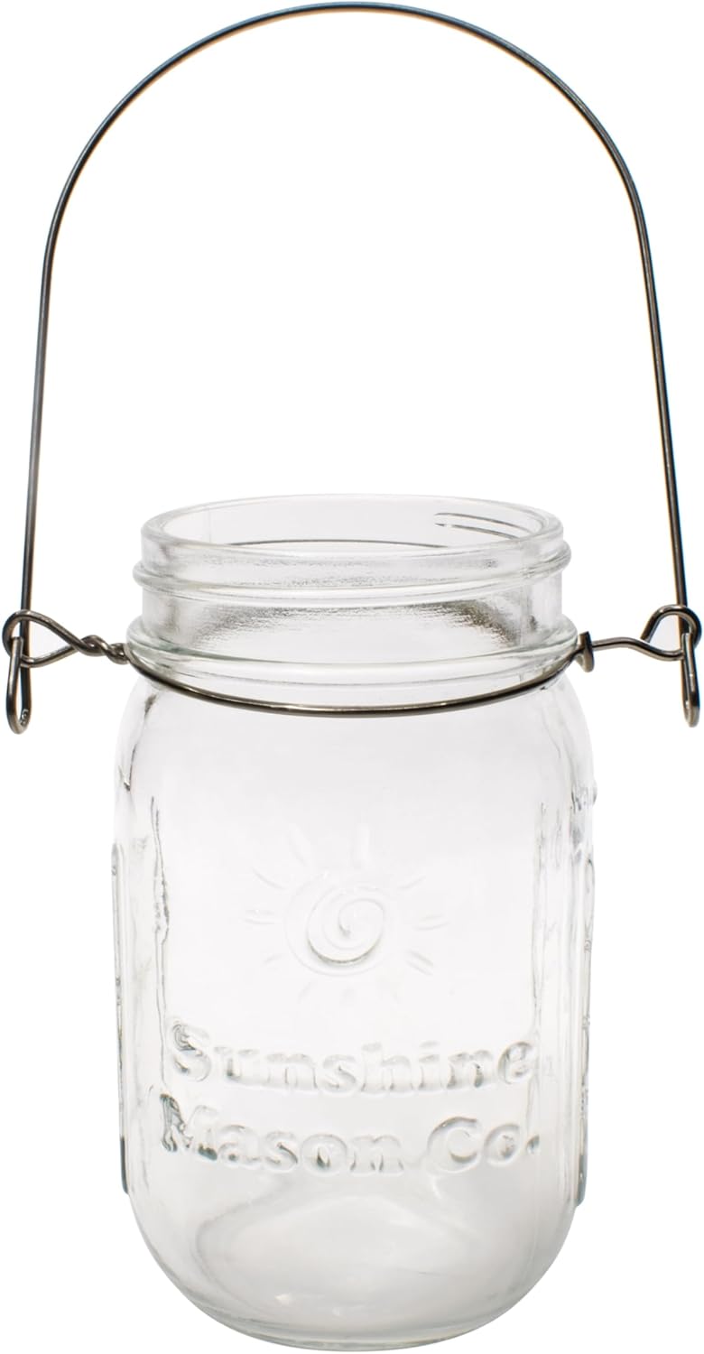Pint Sized Glass Mason Jars with Hanger Handles (24)