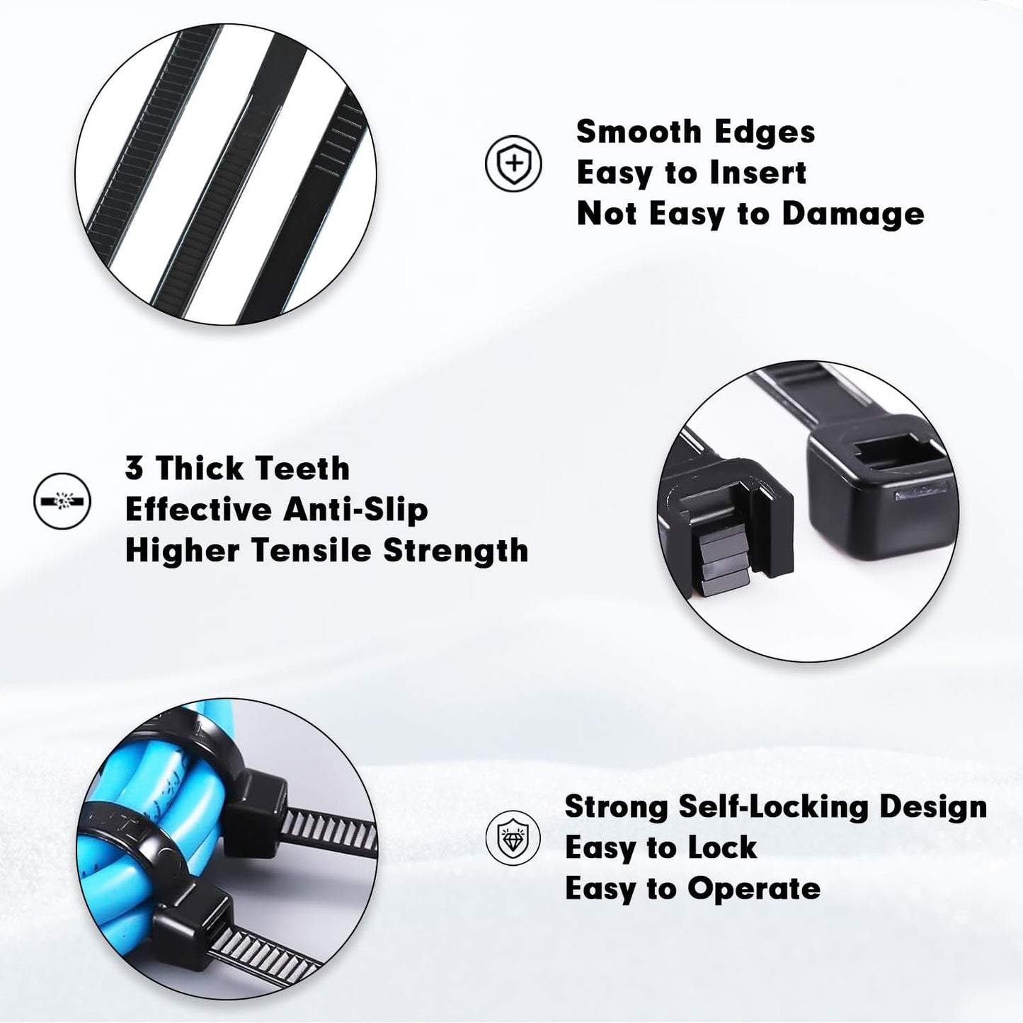 Zip Ties, KAMOTA 1500pcs 12 Inch Heavy Duty Self-Locking Nylon Zip Ties, Black Cable Ties with 50lb Tensile Strength, UV Resistant Cable Tie for Indoor and Outdoor Use