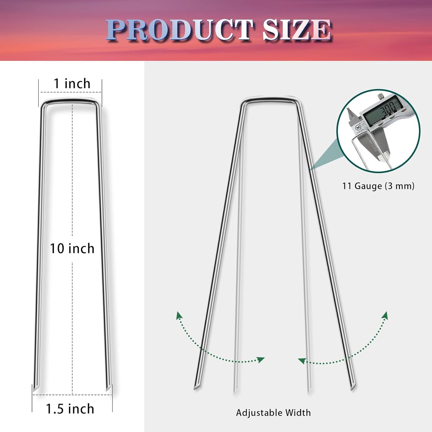 Gtongoko 120 Pack Galvanized Landscape Staples Garden Plant Cover Stakes 10 Inch 11 Gauge SOD Staples Ground Fence Stakes for Landscaping Securing Weed Barrier Fabric