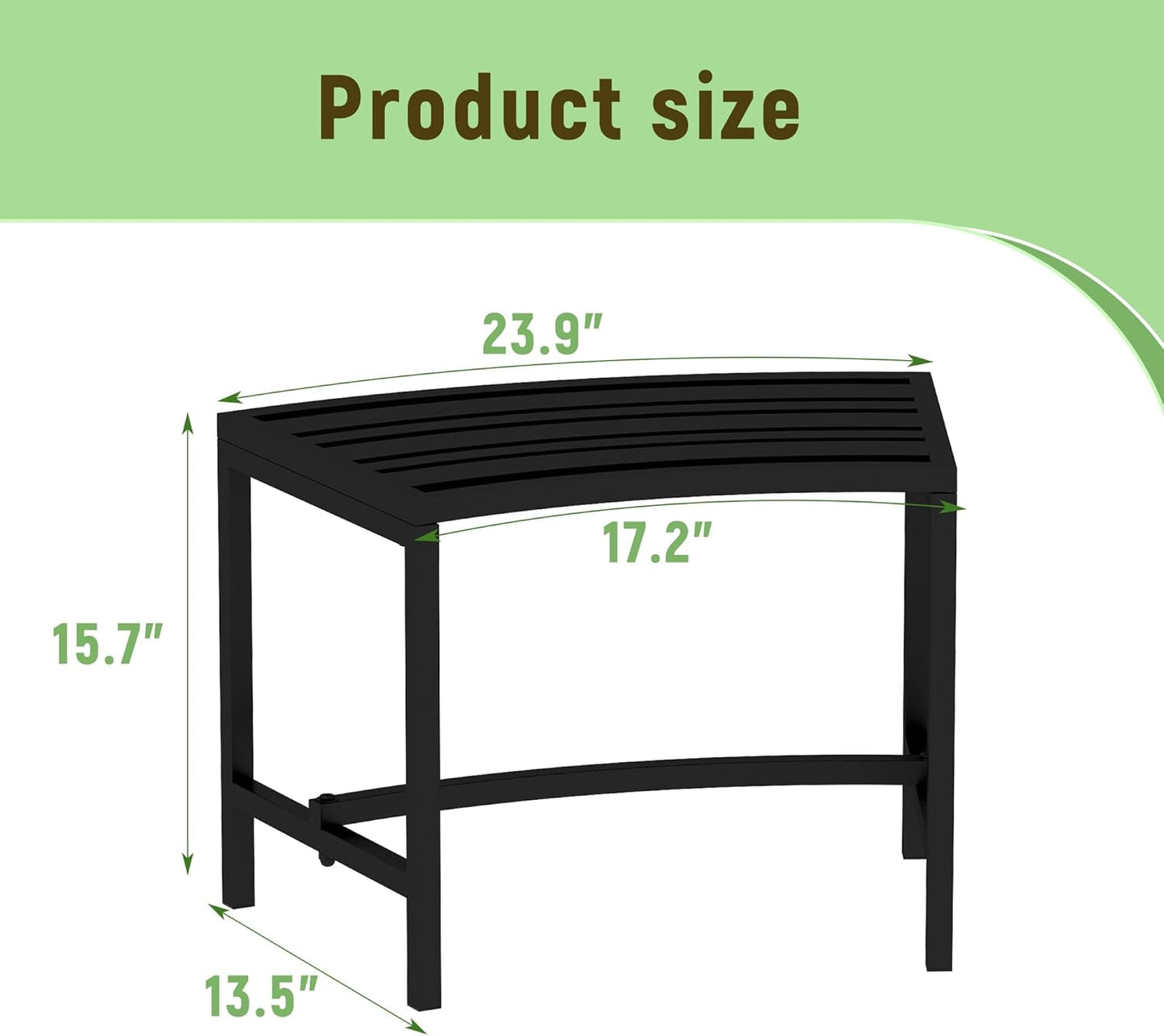 Metal Curved Fire Pit Bench Set of 4, Outdoor Fire Pit Seating, Steel Backless Outside Bench for Garden, Patio, Porch, Backyard, Plant Stand, Heavy Duty Plant Holder, Style 1, Black