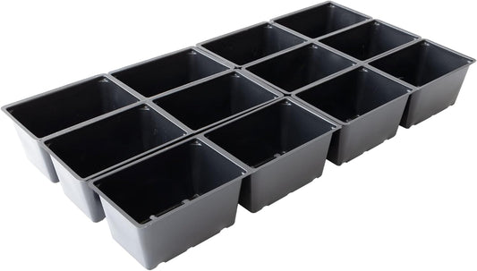 12 Cell Plant Tray Inserts - Pack of 10 - One Dozen Perforated Planter Cells with Drain Holes - for 10x20 Trays. Gardening, Seed Starts, Microgreens & More