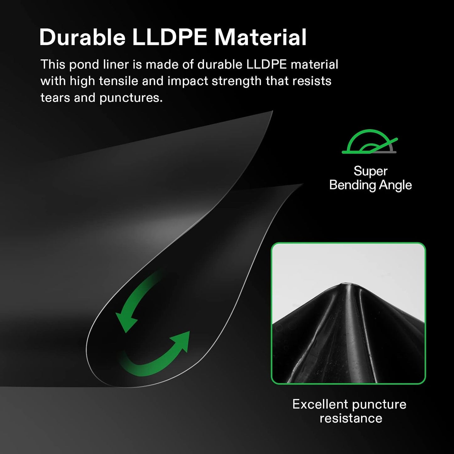 VIVOSUN 7 x 10 Feet Pond Liner, 14.5 Mil Durable LLDPE Pond Liners for Koi Ponds, Aquaculture and Water Gardens, Black