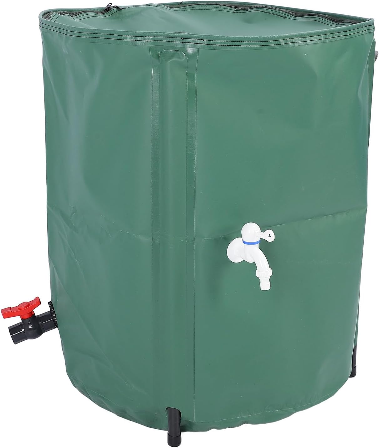 Rain Barrel, 53 Gallon Portable Foldable Rain Water Collection Tank Collapsble Rainwater Storage Container Water Collect System Downspout with 2 Spigots for Garden Landscape