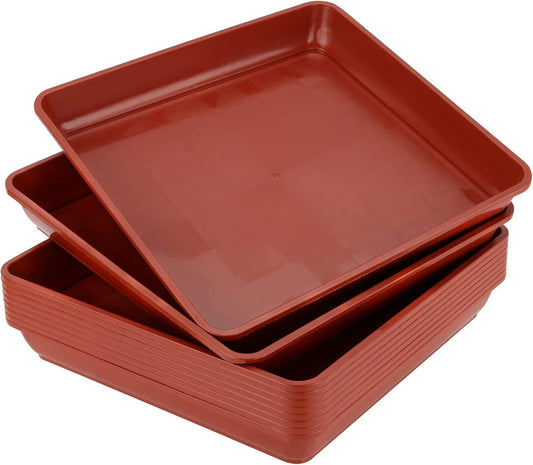 JOIKIT 10 PCS 11.4 x 11.4 x 1.6 Inches Square Plant Saucer, Flower Pot Tray Without Drain Holes for Flowers, Plants, Seedlings