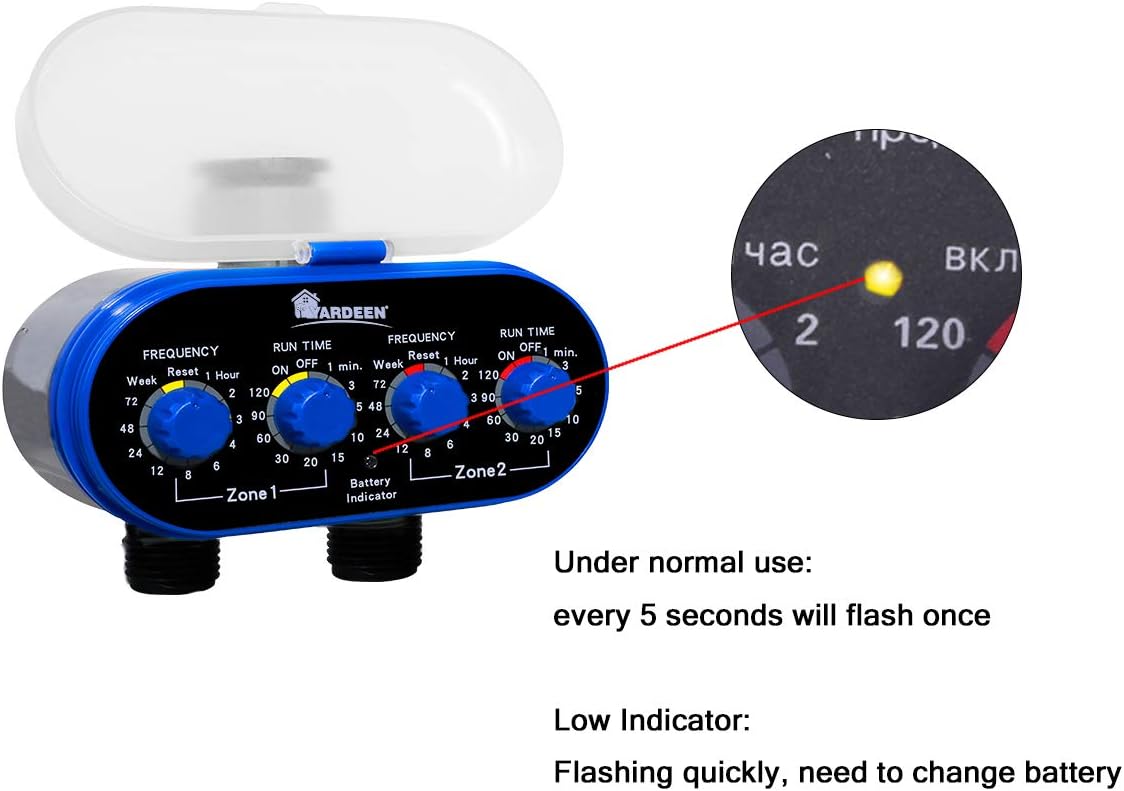 Dual Outlet Water Timer Irrigation Controller System, No Water Pressure Required
