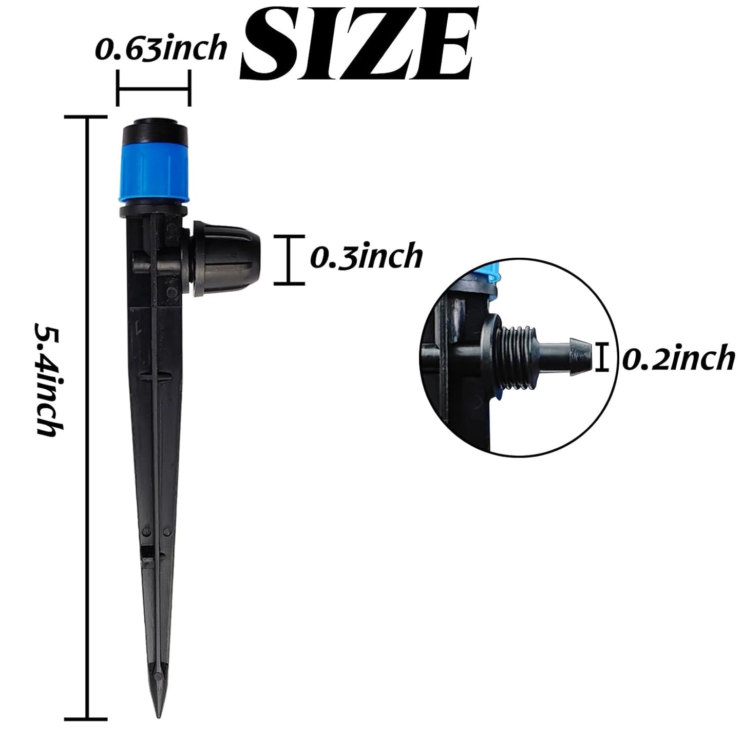 GXXMEI 52PCS Drip Irrigation Emitters with Stake, 360°Adjustable Fan Sprayer Water Flow Lock Barbed Dripper for 1/4" Drip Irrigation Tubing Garden Irrigation Sprayer for DIY Garden Irrigation System