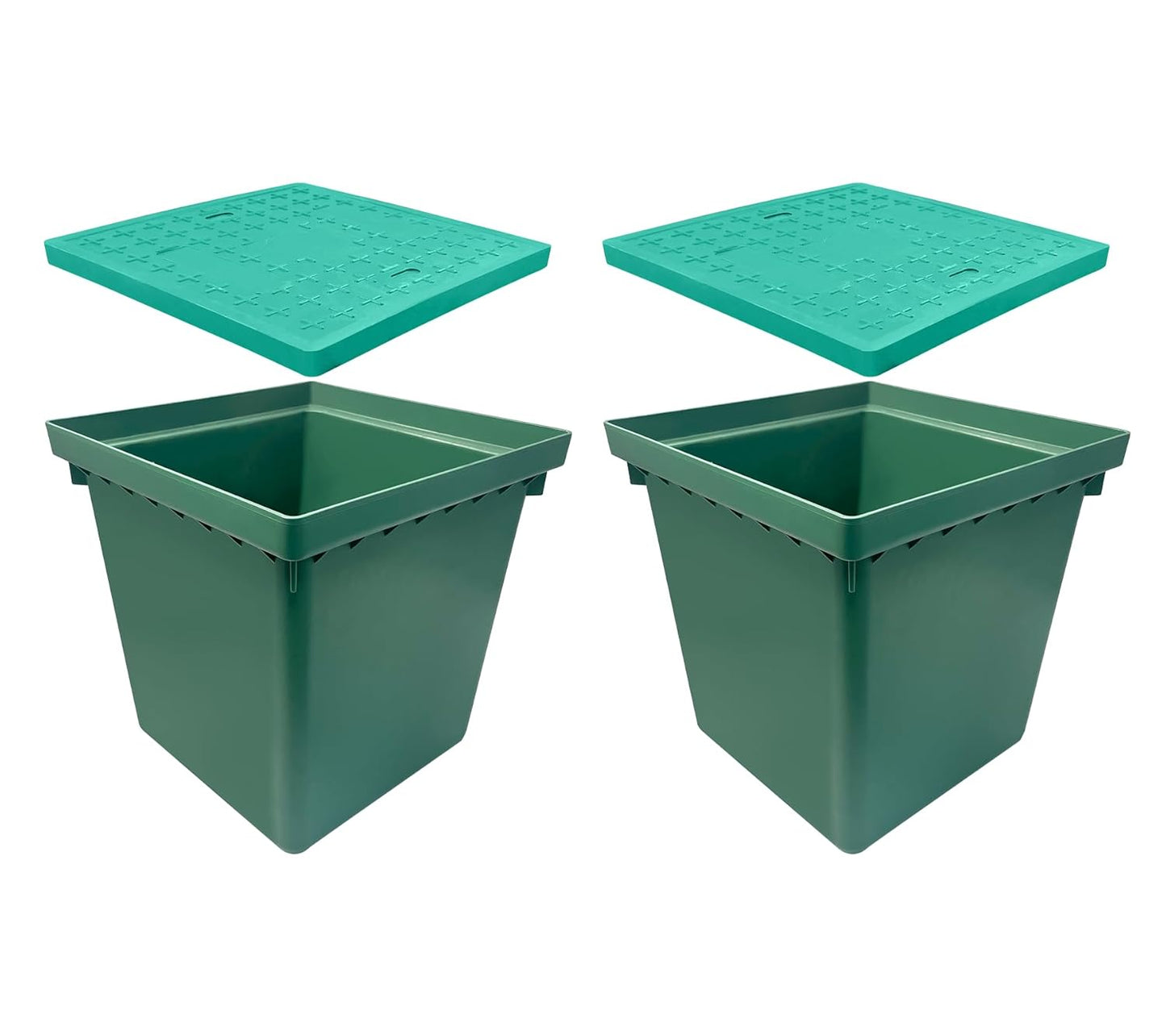 2 Sets 20x20x20in Underground Splice Box W/FRP Cover,Large Enclosure Precast Polyethylene Distribution Pull Pit Access Electrical Junction Boxes Drillable Tapered Wiring for Cable