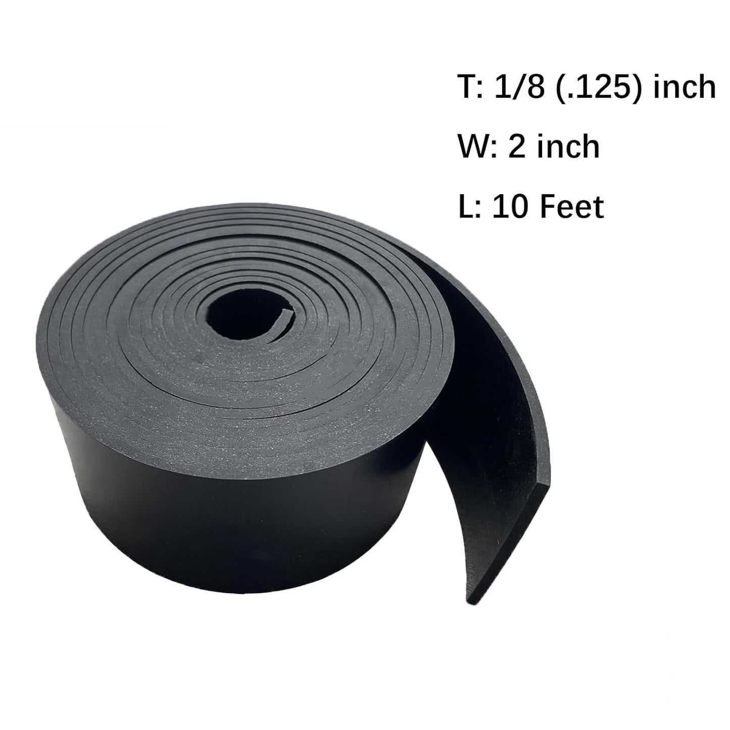 Solid Rubber Strips 1/8 (.125)" Thick X 2" Wide X 10'Long, Solid Rubber Sheet for Anti-Slip Pads, Flooring, Seals, Crafts, Anti-Vibration, Gaskets DIY