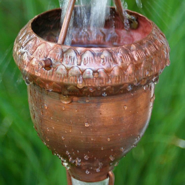 Nutshell Stores Acorn Cups Rain Chain - Copper - 18 Feet