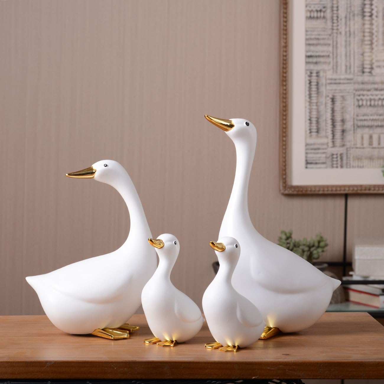 Duck Decor Figurine Animal Statue Gifts Modern Sculpture Ornament Polyresin Arts 9.8 inch