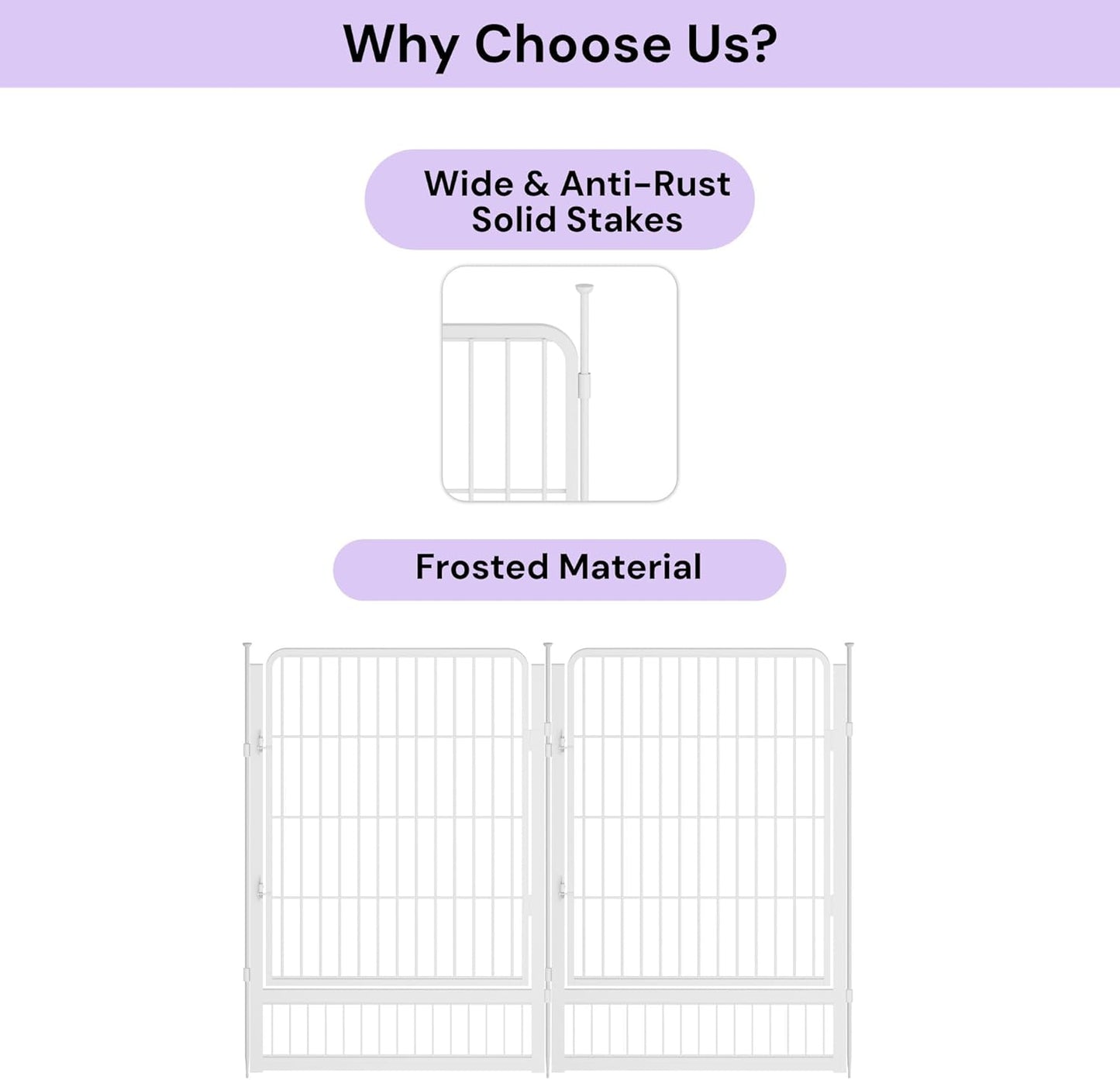 Garden Fence with Gate 40 in(H) x 13.4 ft(L) 6 Panels, Heavy Duty Metal Animal Barrier for Dog and Rabbit, Outdoor Fencing, Easy Set Up, White