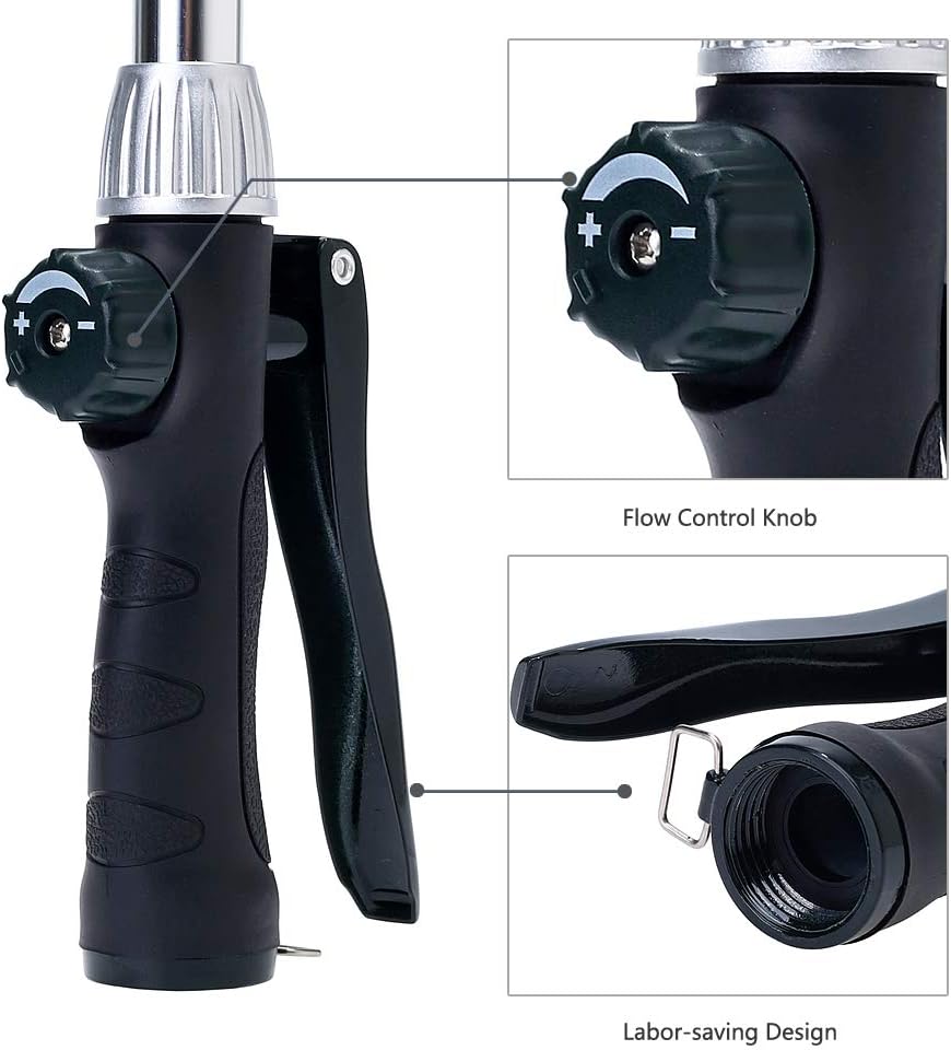 GREEN MOUNT Watering Wand 16-Inch, Heavy Duty Garden Wand with 8 Spray Patterns | Ergonomic & Lightweight for Easy Watering | Ideal for Hanging Baskets, Potted Plants, Window Boxes，Blackish Green