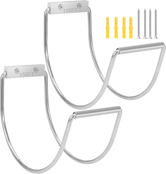 Garden Hose Holder Wall Mounted,304Stainless Steel Solid Hook Holds Up to 150Ft - Chrome