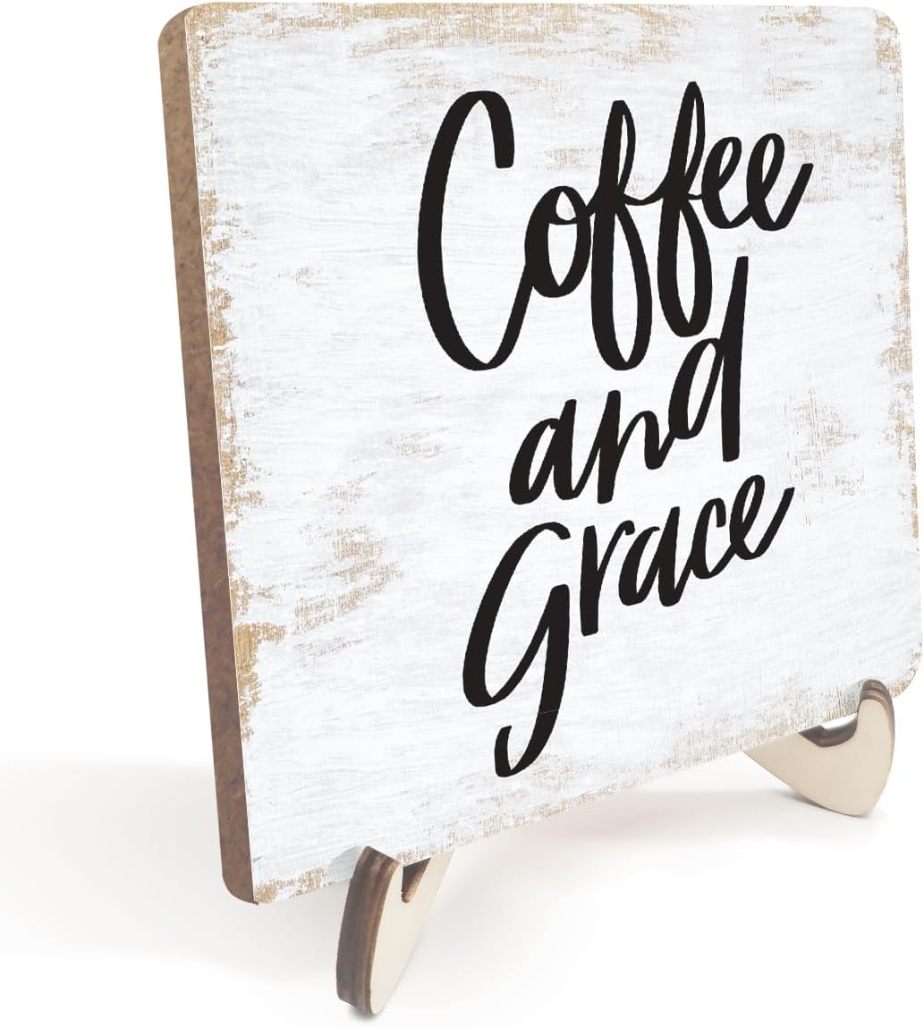 Motivational Wood Sign Rustic Desk Decor Office Desk Accessories Decorative Positive Christian Religious Bible Verse Faith Decorations Office Decor Shelf Table Home Farmhouse Plaque with Wood Stand