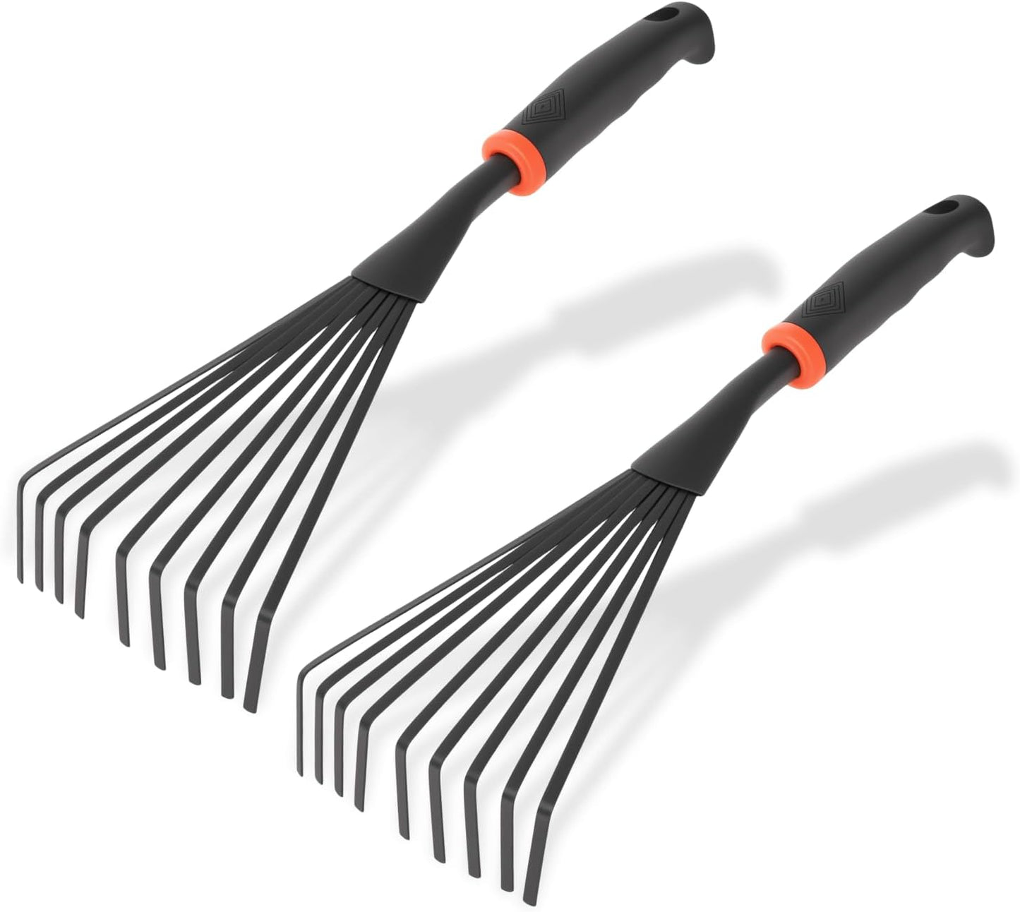 2 Pcs Gardening Hand Rake, 14.5" Alloy Steel Short Handle Shrub Rake for Soil Loosening, Planting and Spreading Mulch, Raking Flower Beds