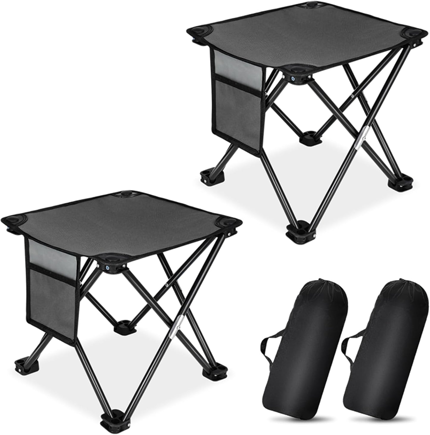 KABOER 2 Pack Folding Camping Stool Portable Outdoor Camping Chair for Fishing BBQ Hiking Gardening and Beach,Travel with Carry Bag(Grey)