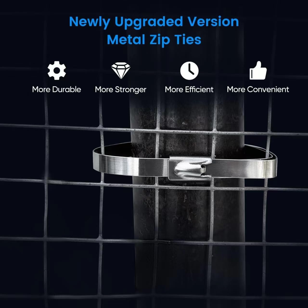 Metal Zip Ties Heavy Duty Outdoor, 40 Inch 880 Lb Wide Stainless Steel Zip Ties Self-locking Metal Cable Ties Suitable for Exhaust Wrap, Fence, Farms, Pipes, Cables, as well as Outdoor binding 20PCS