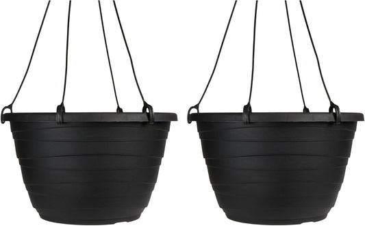 The HC Companies Wrapt Hanging Planters - Lightweight Plant Pot Hanger for Hanging Plants, Vegetables & Herbs - Outdoor & Indoor Hanging Basket for Plants (13" Black, Pack of 2)