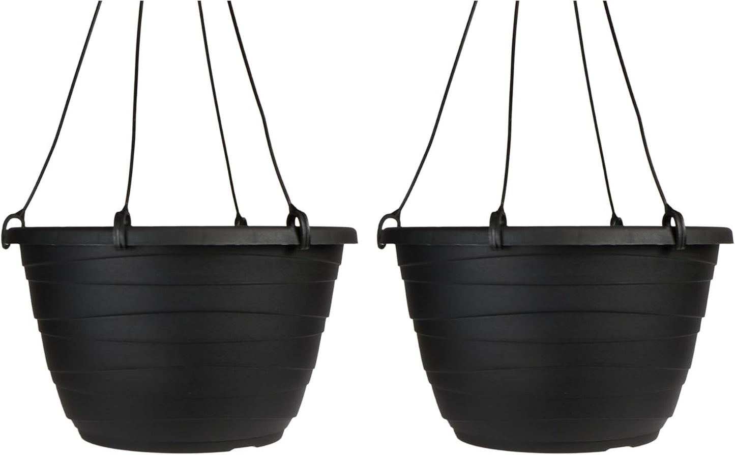 The HC Companies Wrapt Hanging Planters - Lightweight Plant Pot Hanger for Hanging Plants, Vegetables & Herbs - Outdoor & Indoor Hanging Basket for Plants (11" Black, Pack of 2)