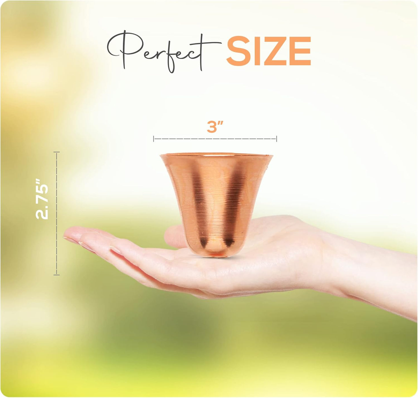 Copper Rain Chain – Decorative Chimes & Cups Replace Gutter Downspout & Divert Water Away from Home for Stunning Fountain Display – 3’ Long for Universal Fit – Bell Style