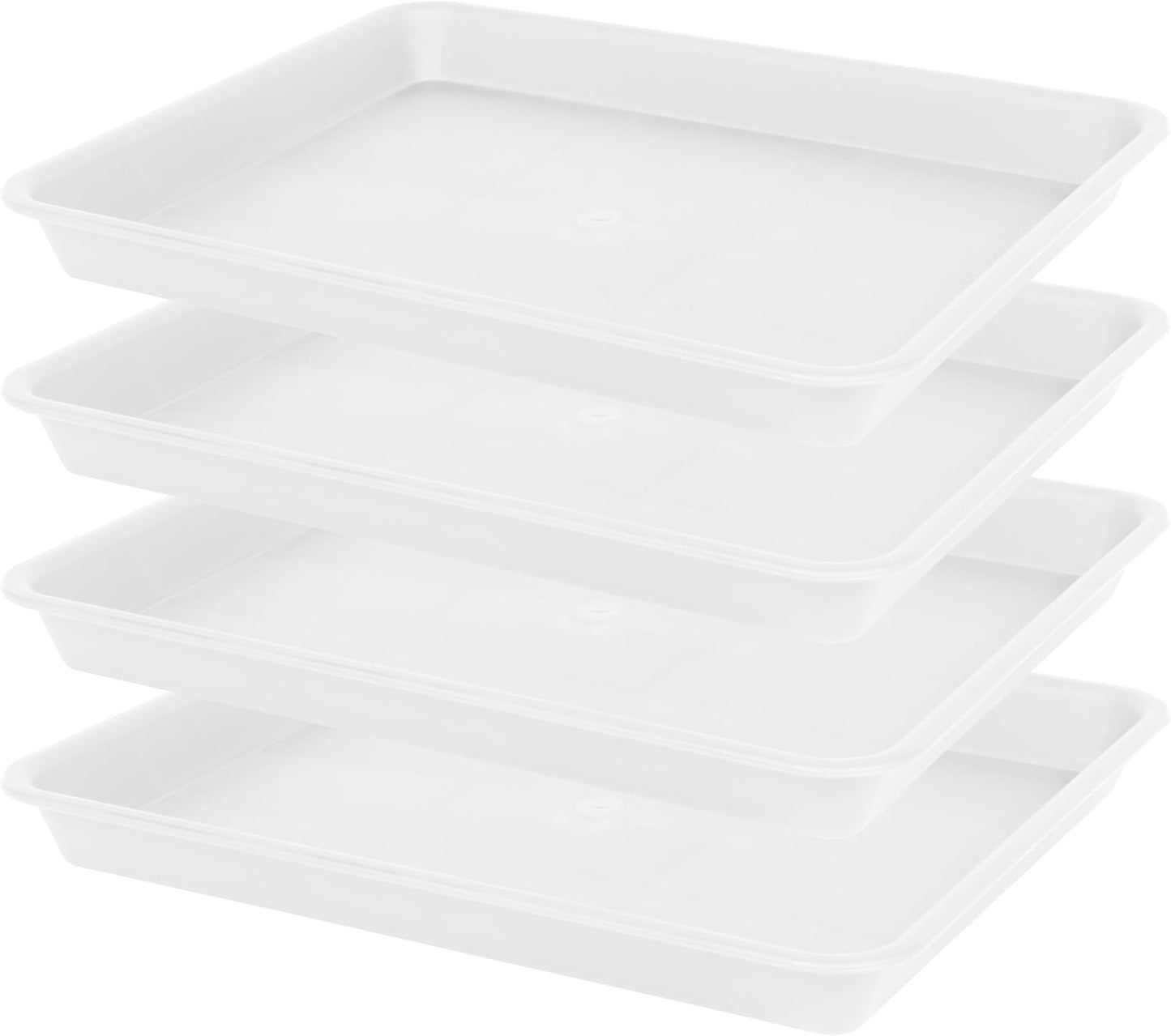 Plant Growing Trays 4 Pack, Plant Tray, 14.5"x11", Heavy Sturdy Plastic Plant Saucer Seed Trays, Seedling Starter Tray, Plant Drip Trays for Indoors, Seed Starter Growing Tray (Creamy White)