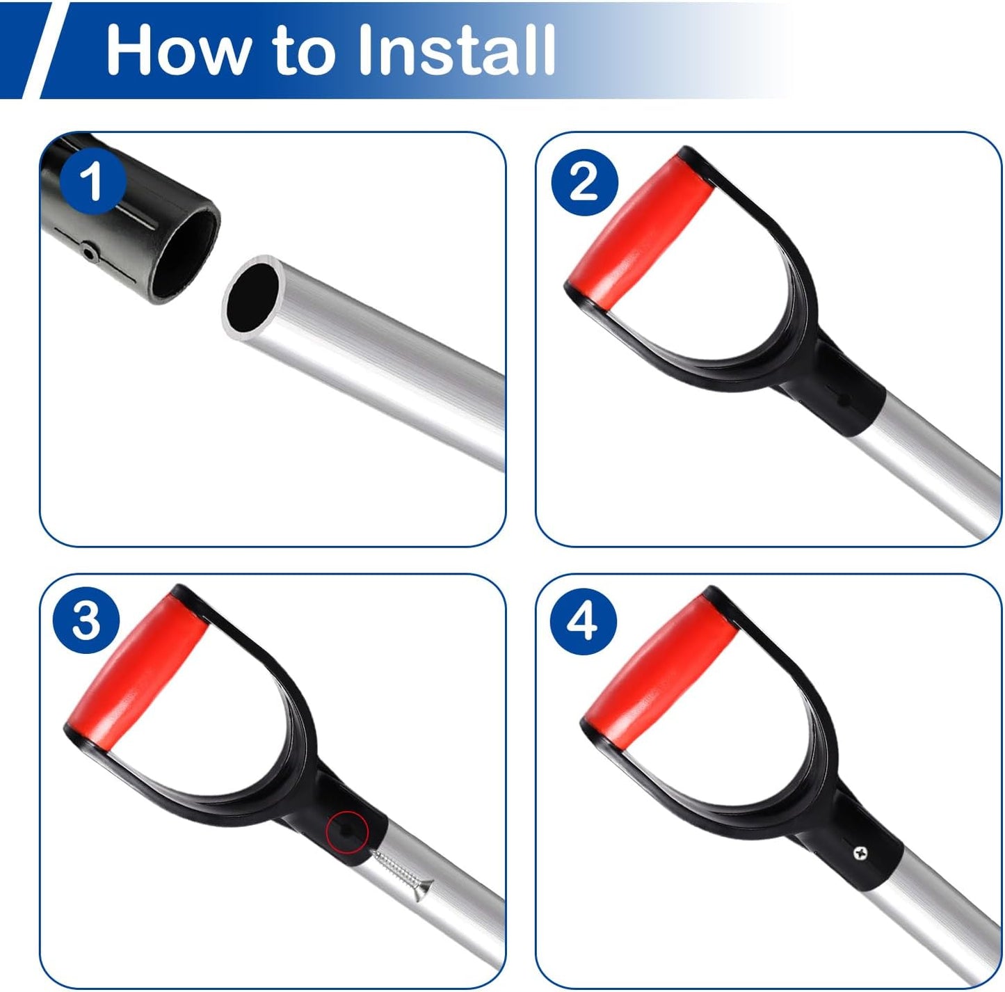 MroMax Shovel D Grip Handle, 1-1/4" Inner Diameter 32mm PVC Spade Snow Shovel Replacement Handle Garden Accessories for Digging Raking Tool Yellow-Black