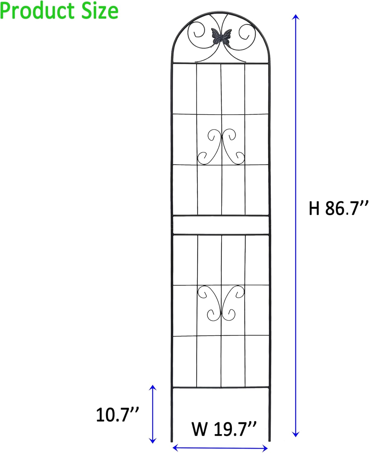 2 Pack Garden Trellises with Black Metal Coating, Trellis for Climbing Plants Outdoor, Roses, Vegetables, Vines, Cucumbers-19.7×86.7 inches.