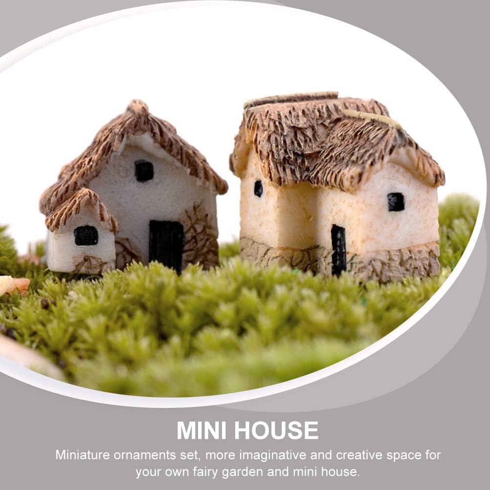 Miniature Fairy Garden Stone House - 12 Pieces Resin Moss Mini Cottage for Home Decoration & Outdoor Decor
