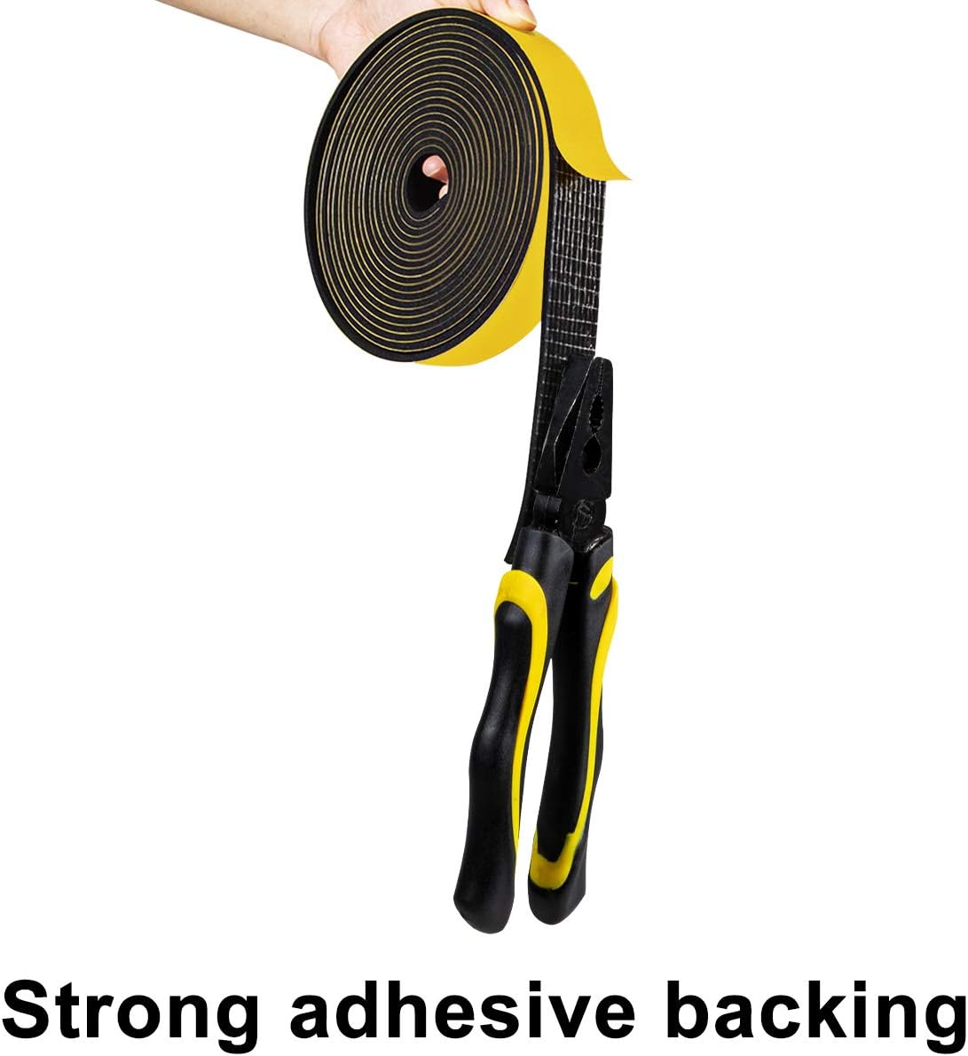 TORRAMI Door Seal 1 inch W x 1/8 inch T x 16.5 Ft Length, Foam Soundproofing Insulation Weather Stripping Gasket (Total 33 Ft Length, 2 Rolls of 16.5 Ft Each)