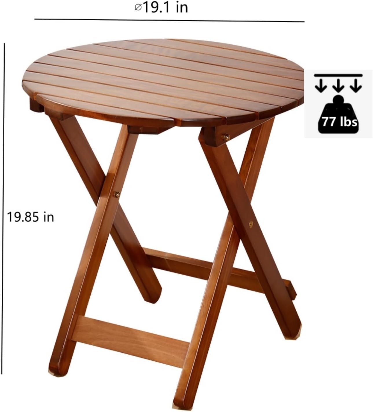 Outdoor Small Table Round Folding Side Table, Foldable Wooden End Table for Indoor, Porch, Patio, Camping as Coffee Table or Plant Stand, Brown ﻿