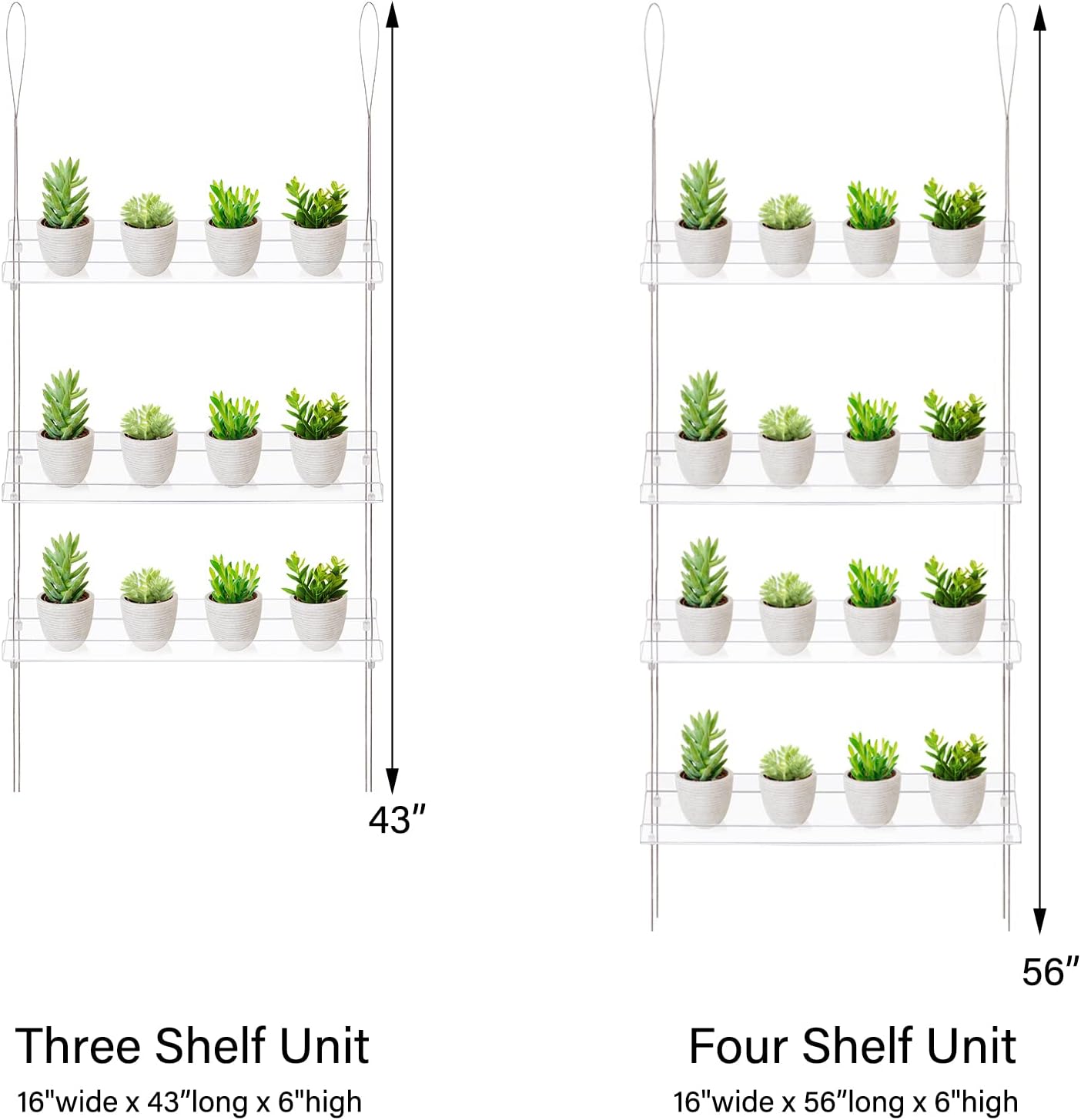 Sumerflos 4 Tier Acrylic Window Boxes Plant Shelves for Windows, Hanging Shelves for Indoor Plants, Flower Pot Organizer Storage for Window Grow Herbs, Microgreens, Succulents, Flower