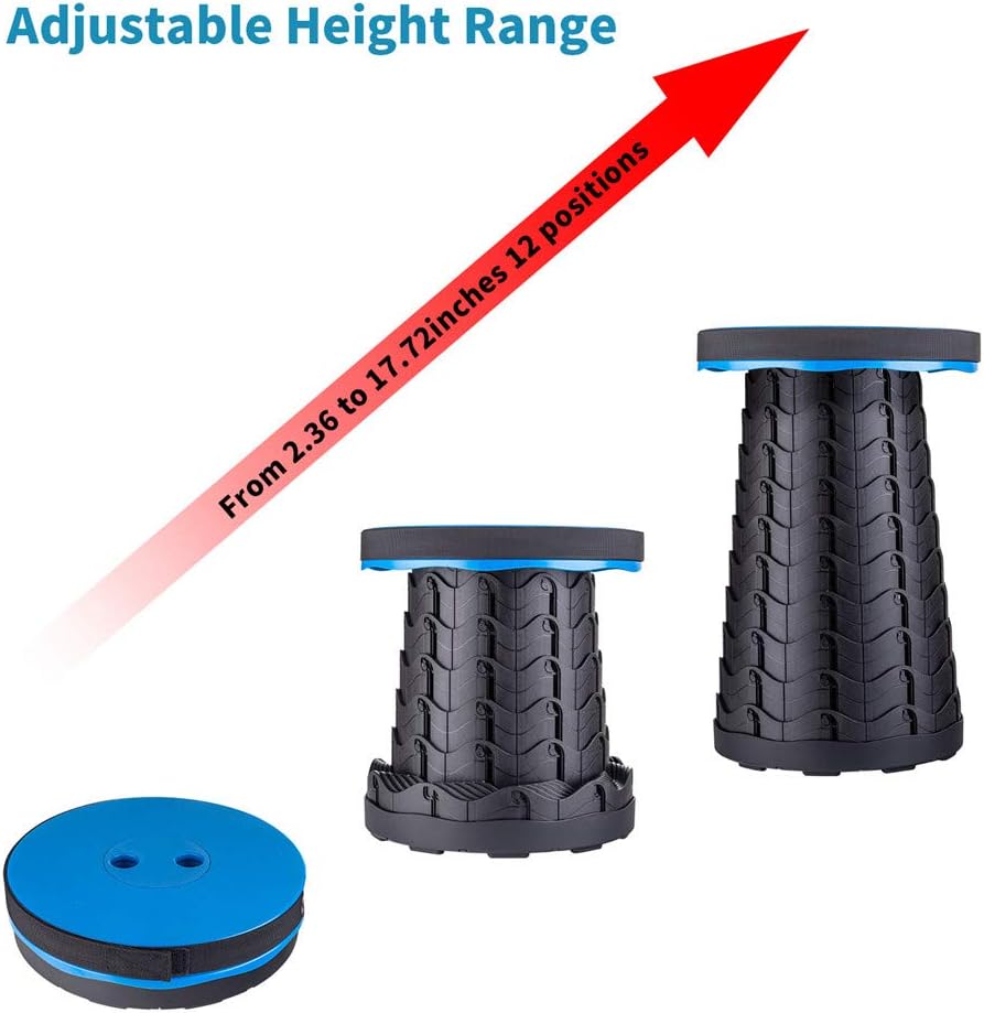 Boreeman Upgraded Folding Stool Lightweight Yet More Sturdy with Load Capacity 400lbs Portable Collapsible Stool for Camping Fishing Hiking BBQ (Blue)