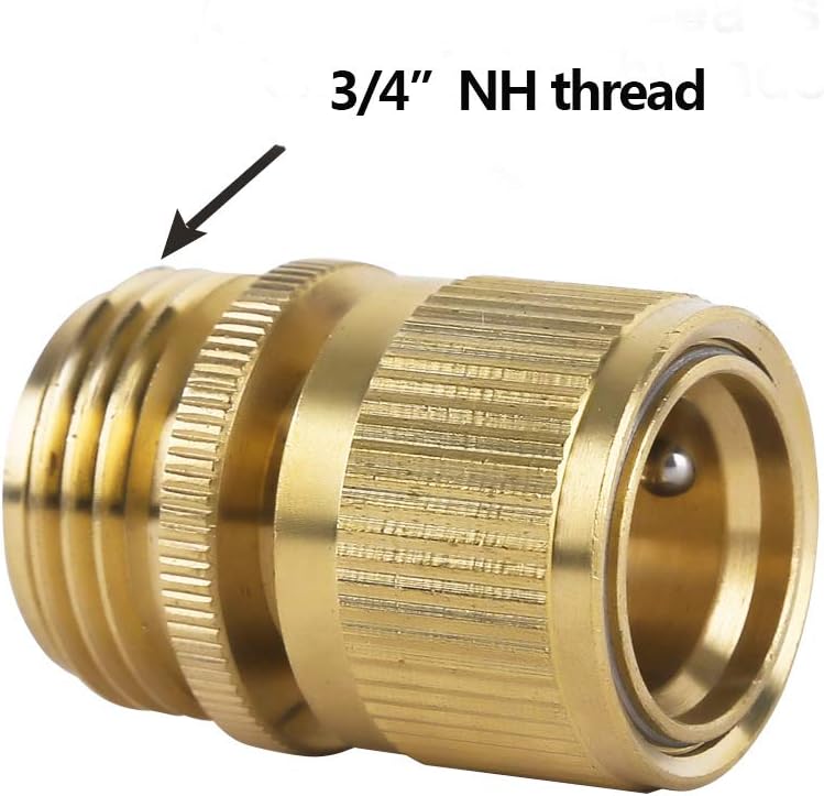 HQMPC Garden Hose Quick Connect Solid Brass Quick Connector Garden Hose Fitting Water Hose Connectors 3/4 inch GHT (2SETS)