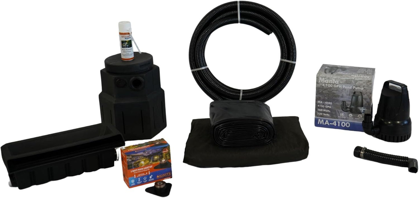 HALF OFF PONDS Pond Free Cascade 4100 Waterfall Kit with 10' x 25' PVC Liner and 4,100 GPH Pump - PVCPMDP6