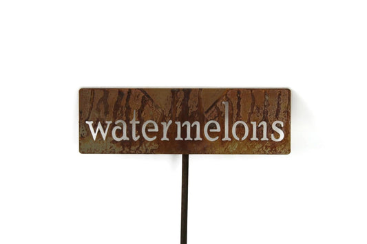 Classic Metal Garden Markers 19 Inches Tall (watermelons, Naturally Rusted)