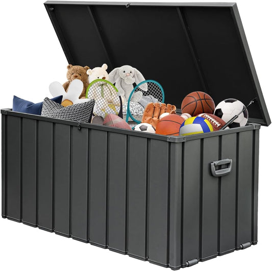 Domi 120-Gallon Outdoor Storage Box – Waterproof, Lockable Storage Cabinet for Patio Furniture, Garden Tools & Pool Supplies – Large Metal Storage for Cushions, Toys & More