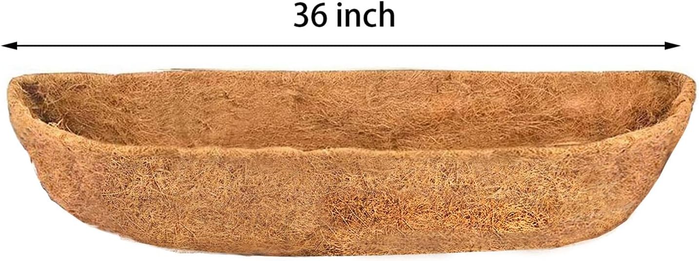 2pcs 36" Natural Replacement Coconut Liner for Window Box Wall Planter Garden Deck Fence Flower Baskets