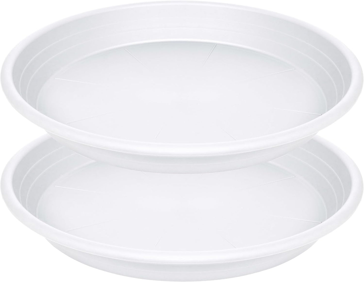 2 Pack of 19 inch Plant Saucer, Large Plant Tray, Heavy Sturdy Plant Drainage Tray for Indoors, Bird Bath Bowls, Sturdy 18 inch Plastic Pot Tray for Planter (White)