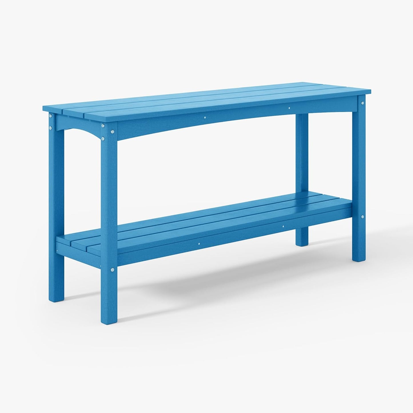 WestinTrends Malibu 55" Outdoor Patio HDPE Adirondack 2-Tier Shelf Console Table, Pacific Blue